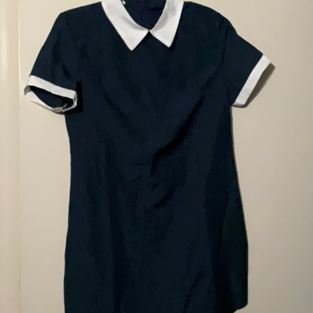 (M) Dark Blue & White School Girl Dress Zip up!